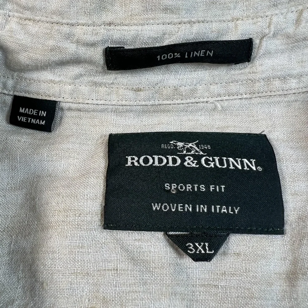 Rodd‎ & Gunn Shirt Mens 3XL Beige Italian Linen Long Sleeve Button Up Casual